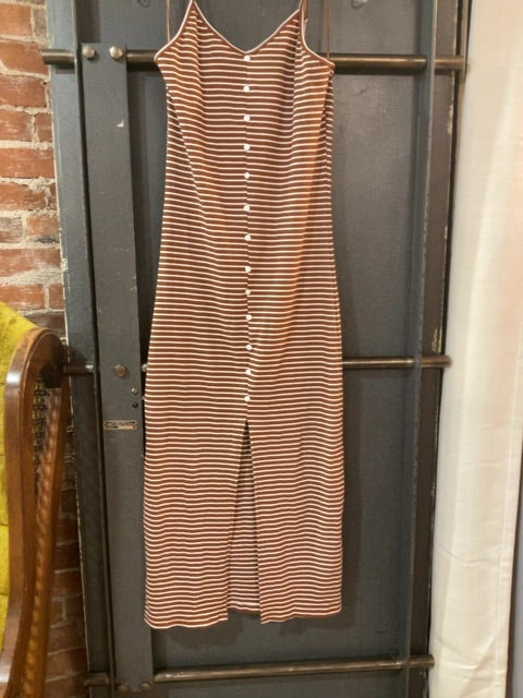BROWN/WHITE STRIPE MAVERICK DRESS L