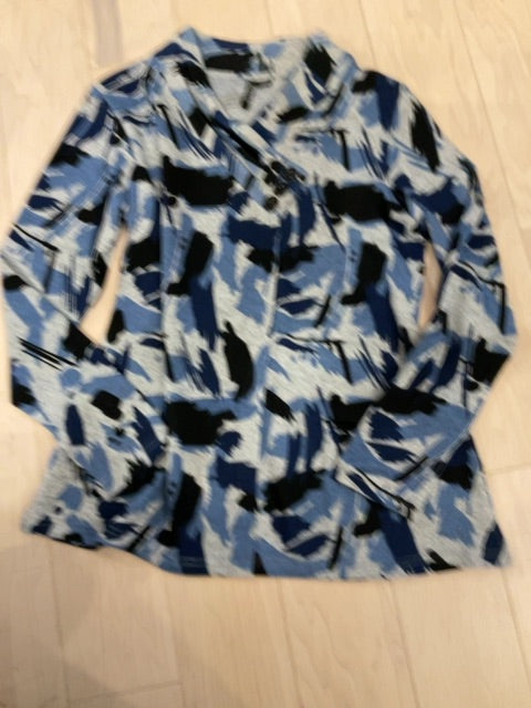 BLUE MULTI ETHYL LONG SLEEVE SHIRT S