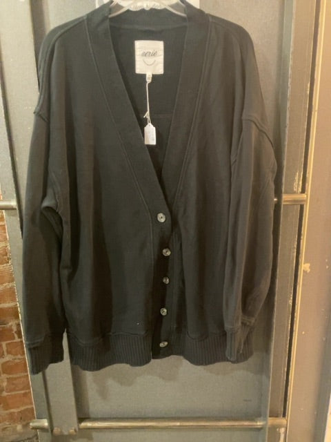 BLACK AERIE BLACK BUTTON UP CARDIGAN L