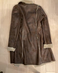 {{ClientCode}} BROWN MONTANACO FUR TRIM LEATHER JACKET, M