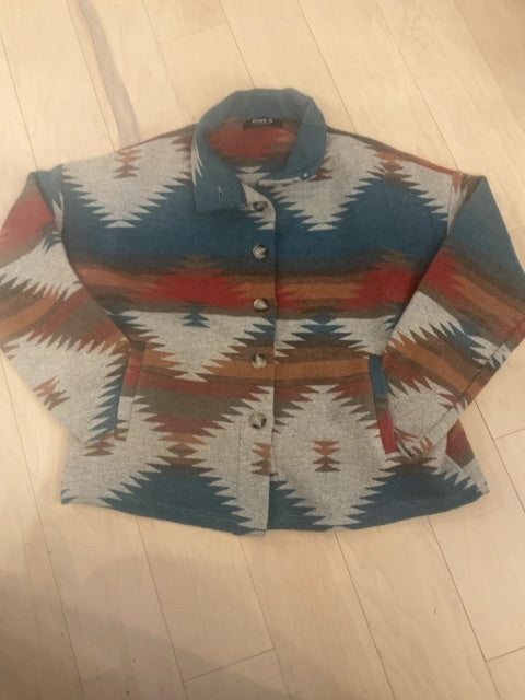 TEAL PATTERN Blue b SHACKET M