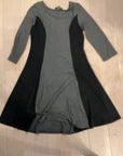 {{ClientCode}} GRY/BLK Karen Kane L/S COLORBLOCK DRESS, S