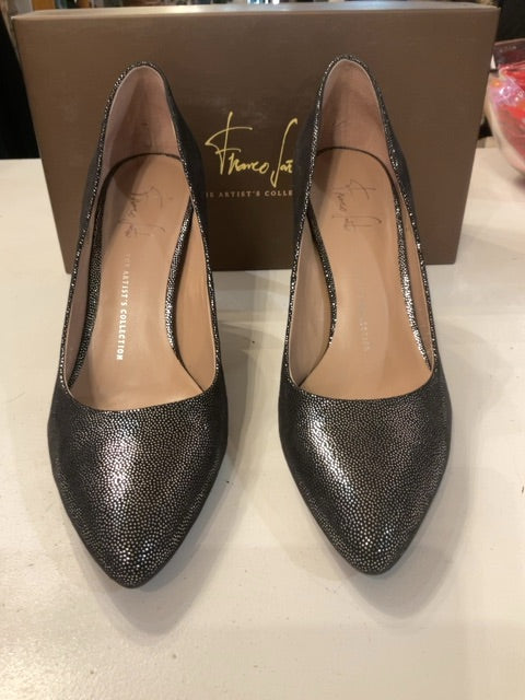 {{ClientCode}} METALLIC SILVER FRANCO SARTO PUMPS, 8.5