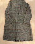 {{ClientCode}} BLK/WHT PLAID TRIBAL LONG GLEN PLAID COAT, XL