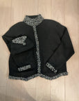 BLACK LISA NICHOLS BEADED CARDIGAN AND BAG