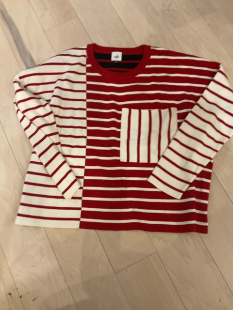 RED STRIPE CABI SWEATER L