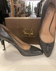 {{ClientCode}} METALLIC SILVER FRANCO SARTO PUMPS, 8.5