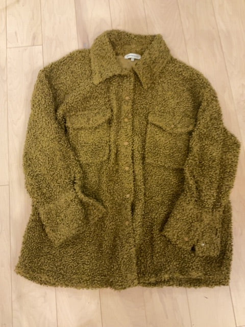 CARAMEL WEWOREWHAT TEDDY BEAR SHACKET XS/S