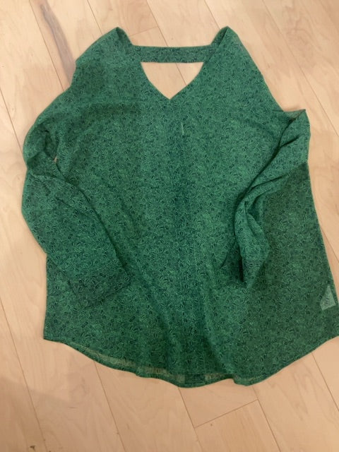 TEAL CABI SHEER SHIRT L