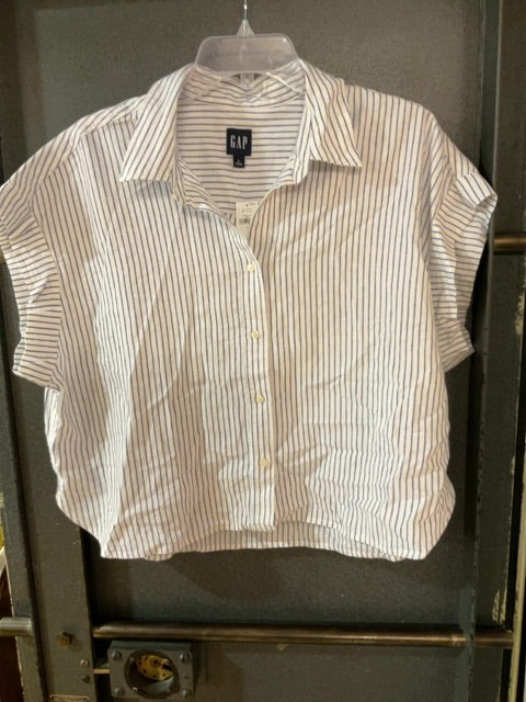 BLUE/WHITE STRIPE GAP BUTTON DOWN SHIRT L