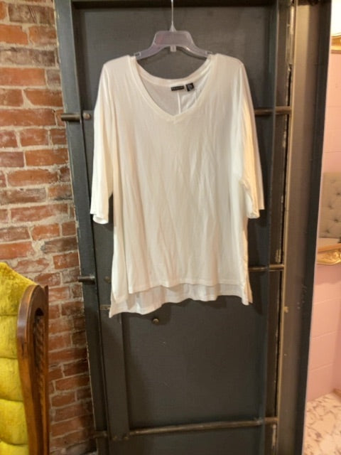 WHITE TAHARI LONG SLEEVE SHIRT 2X