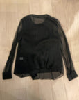 {{ClientCode}} BLACK ADAM LIPPES SHEER LONG SLEEVE SHIRT, M