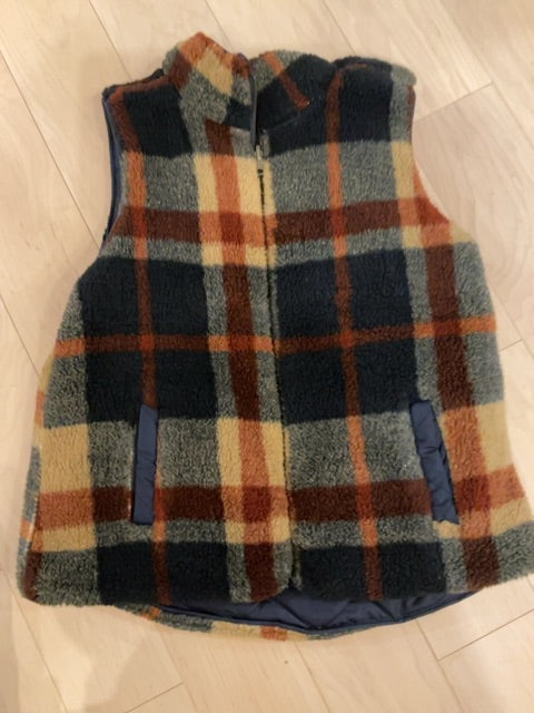 NAVY plaid THREAD AND SUPPLY REVERSIBLE VEST M