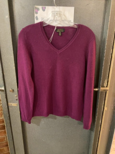 PURPLE CHARTER CLUB CASHMERE PETITE SWEATER PETITE M