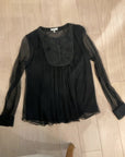 {{ClientCode}} BLACK ADAM LIPPES SHEER LONG SLEEVE SHIRT, M