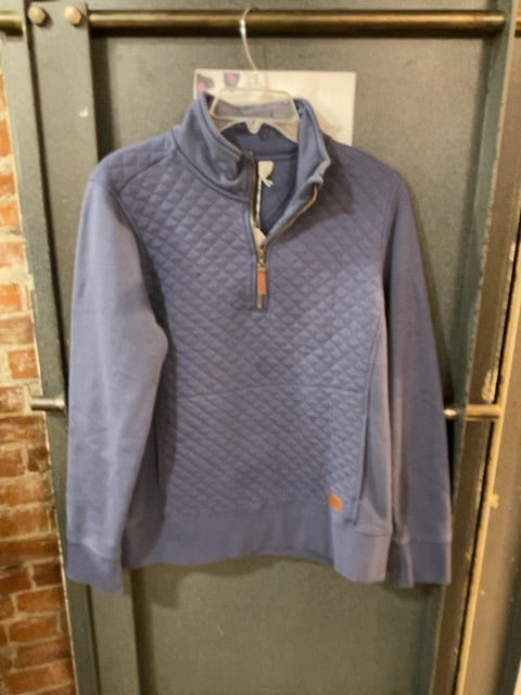 BLUE LL BEAN QUILTED QUARTER ZIP JACKET M