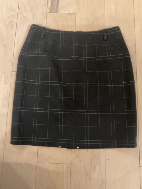 BLK WINDOWPANE ADRIENNE VITTADINI WOOL PENCIL SKIRT 6