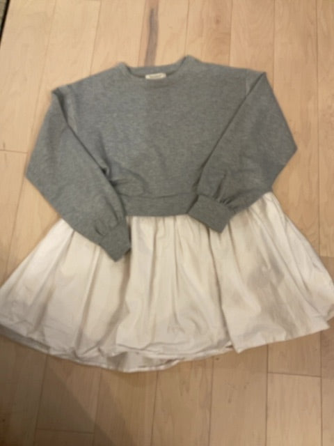 GRY WHT FRANCESCA'S SWEATSHIRT DRESS S