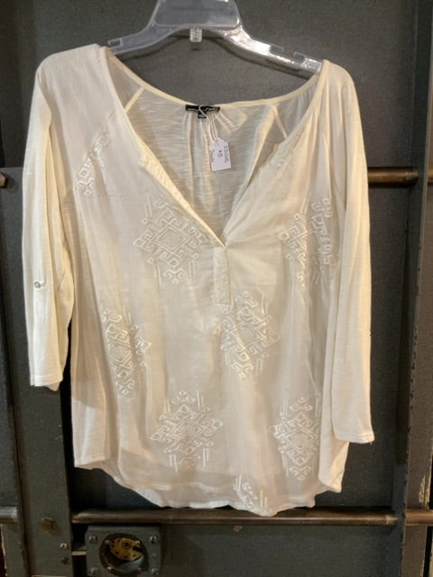 CREAM RBX 3/4 SLEEVE TOP S