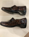 {{ClientCode}} BROWN CLARKS FAUX CROC LOAFER, 10