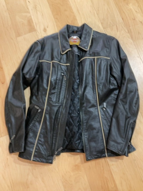 BLACK HARLEY DAVIDSON LEATHER MOTORCYCLE JACKET S
