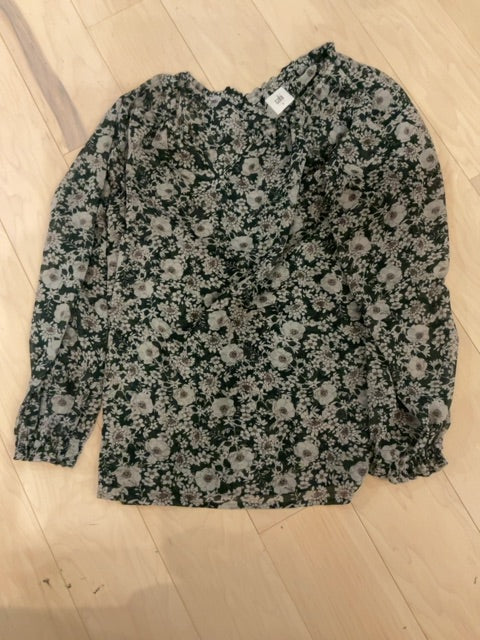 GREEN FLORAL CABI LONG SLEEVE SHIRT S
