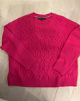 {{ClientCode}} HOT PINK TOMMY HILFIGER CABLE KNIT SWEATER, XL