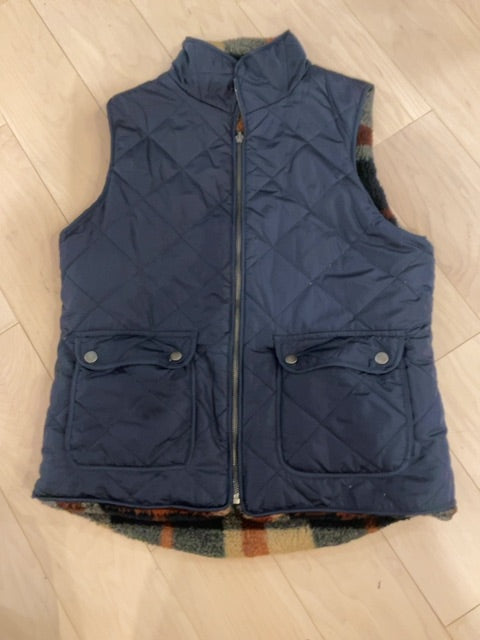 NAVY plaid THREAD AND SUPPLY REVERSIBLE VEST M