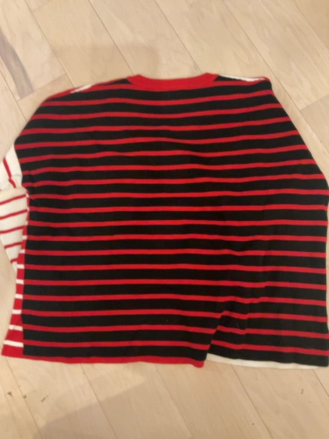 RED STRIPE CABI SWEATER L