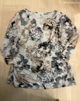 {{ClientCode}} GREY FLORAL CALVIN KLEIN 3/4 SLEEVE TOP, 1X