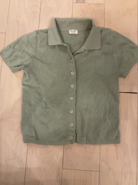 SAGE GREEN JOHN GALT S/S KNIT COLLARED BUTTON UP S